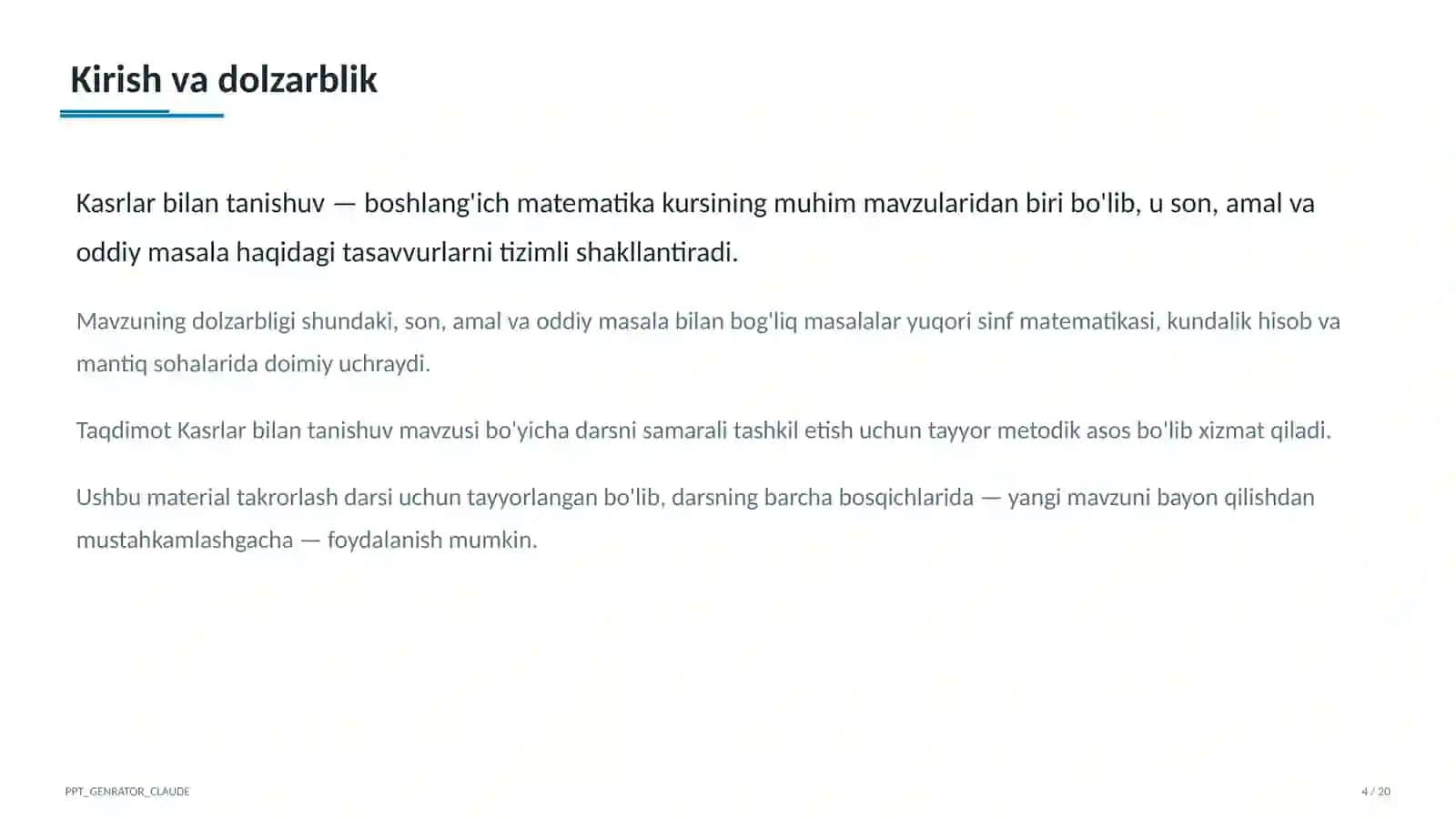 Kasrlar bilan tanishuv (4-sinf) 4