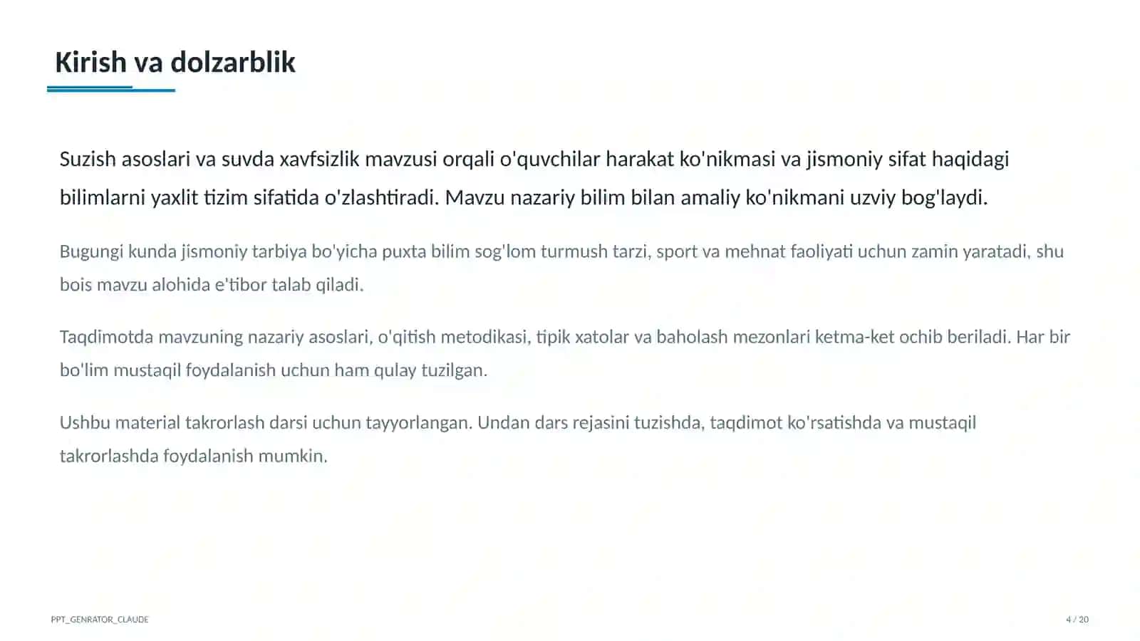 Suzish asoslari va suvda xavfsizlik (6-sinf) 4
