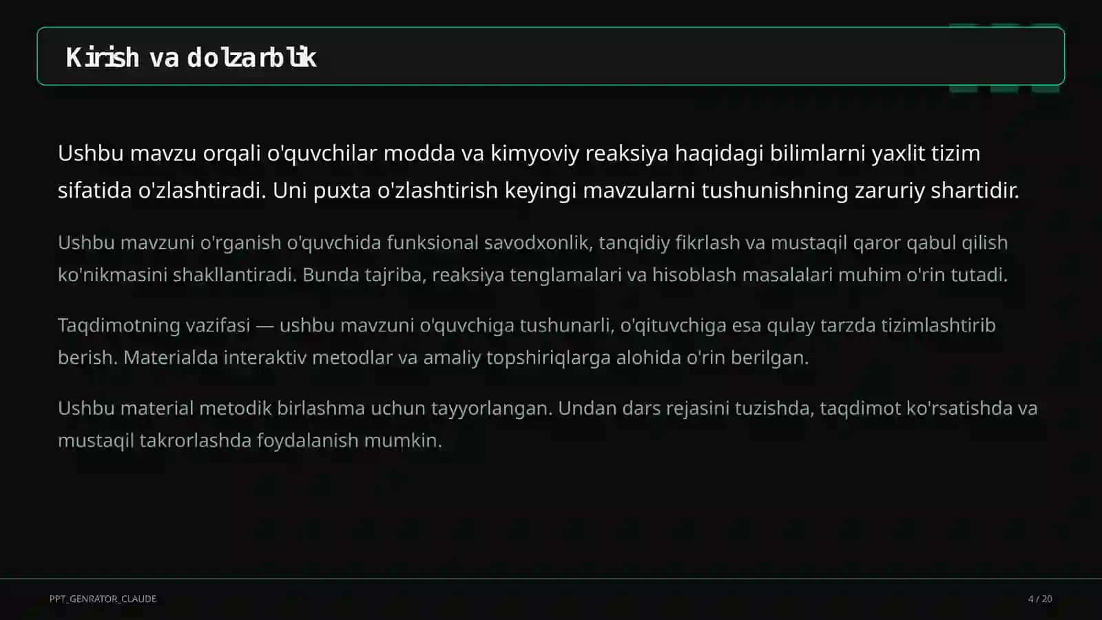 Moddalar va ularning xossalari: sof modda va aralashma (7-sinf) 4