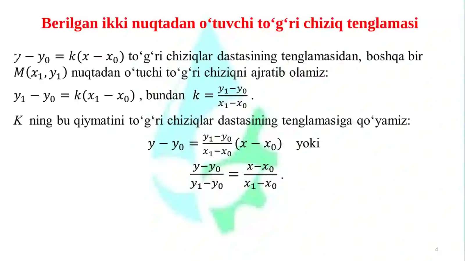 To‘g‘ri chiziqlar dastasi tenglamasi 4