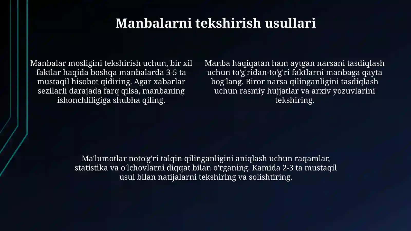 Axborot manbalari yuzasidan jurnalistik materiallarni tahlil qiling 4