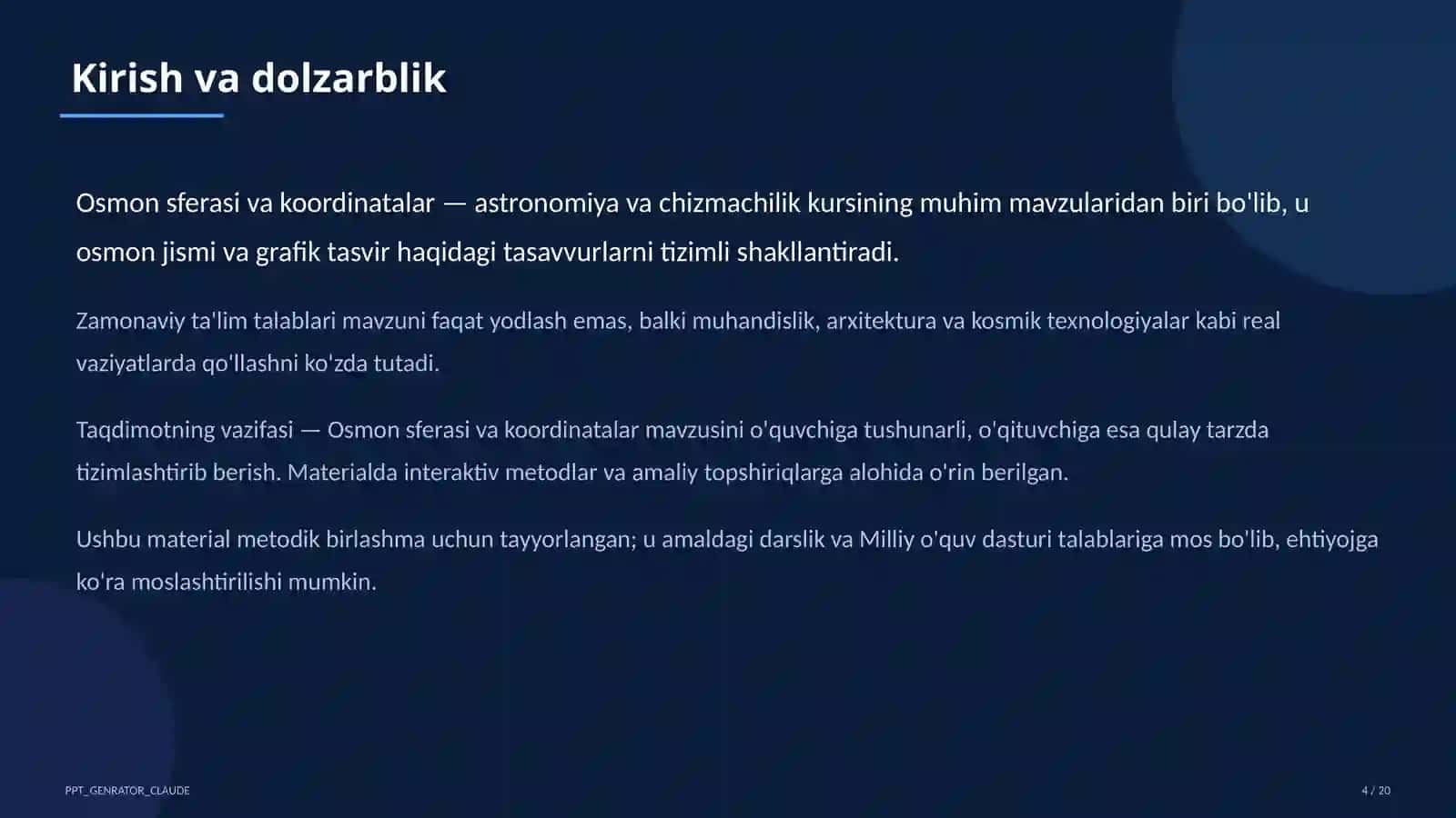 Osmon sferasi va koordinatalar (10-sinf) 4