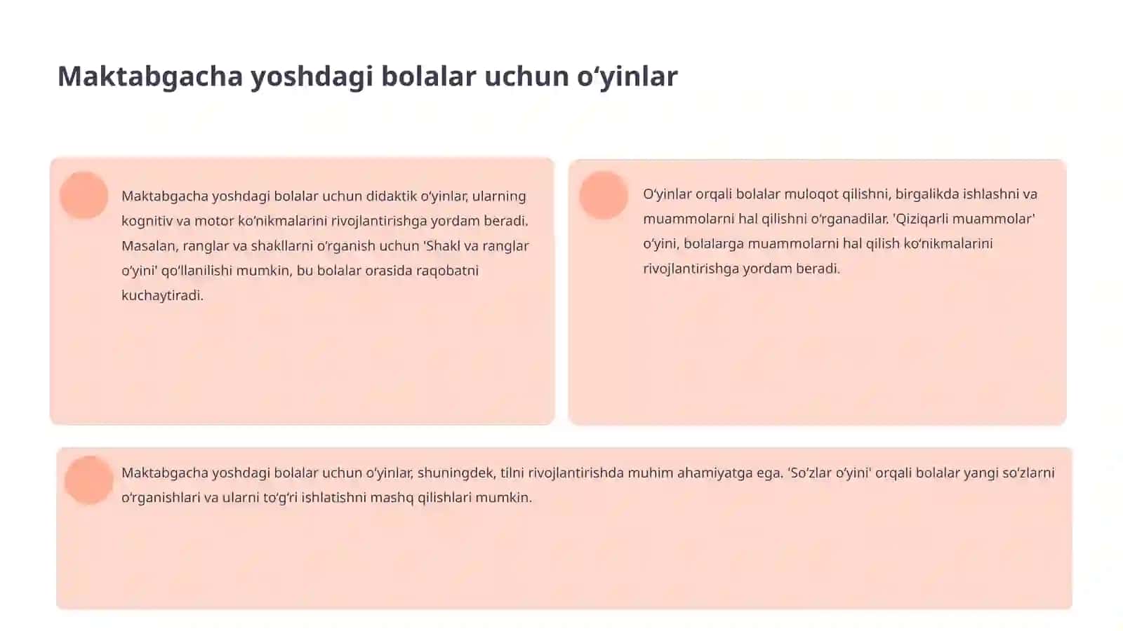 Maktabgacha va boshlang‘ich sinflarda, ingliz tili darslarida qo‘llaniladigan didaktik o‘yinlar 4