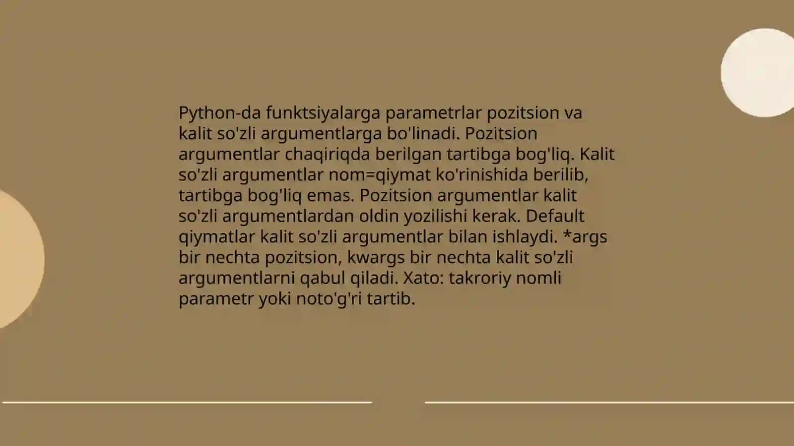 Phyton dasturlash tilida funksiyalar 4