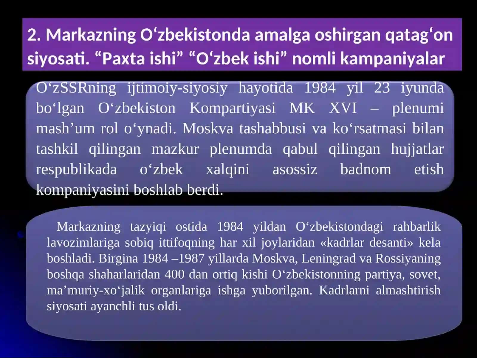 Mustaqillikka erishish arafasida O‘zbekistondagi ijtimoiy-siyosiy jarayonlar. Mustaqil O‘zbekiston Respublikasining tashkil topishi va uning tarixiy ahamiyati . O‘zbekistonning o‘ziga xos istiqlol yo‘li 4