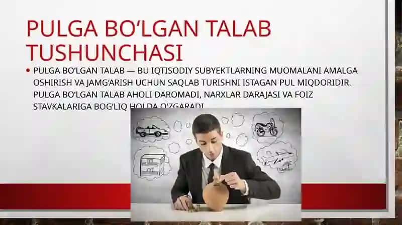 Pul bozoridagi talab va taklif nazariyalari 4