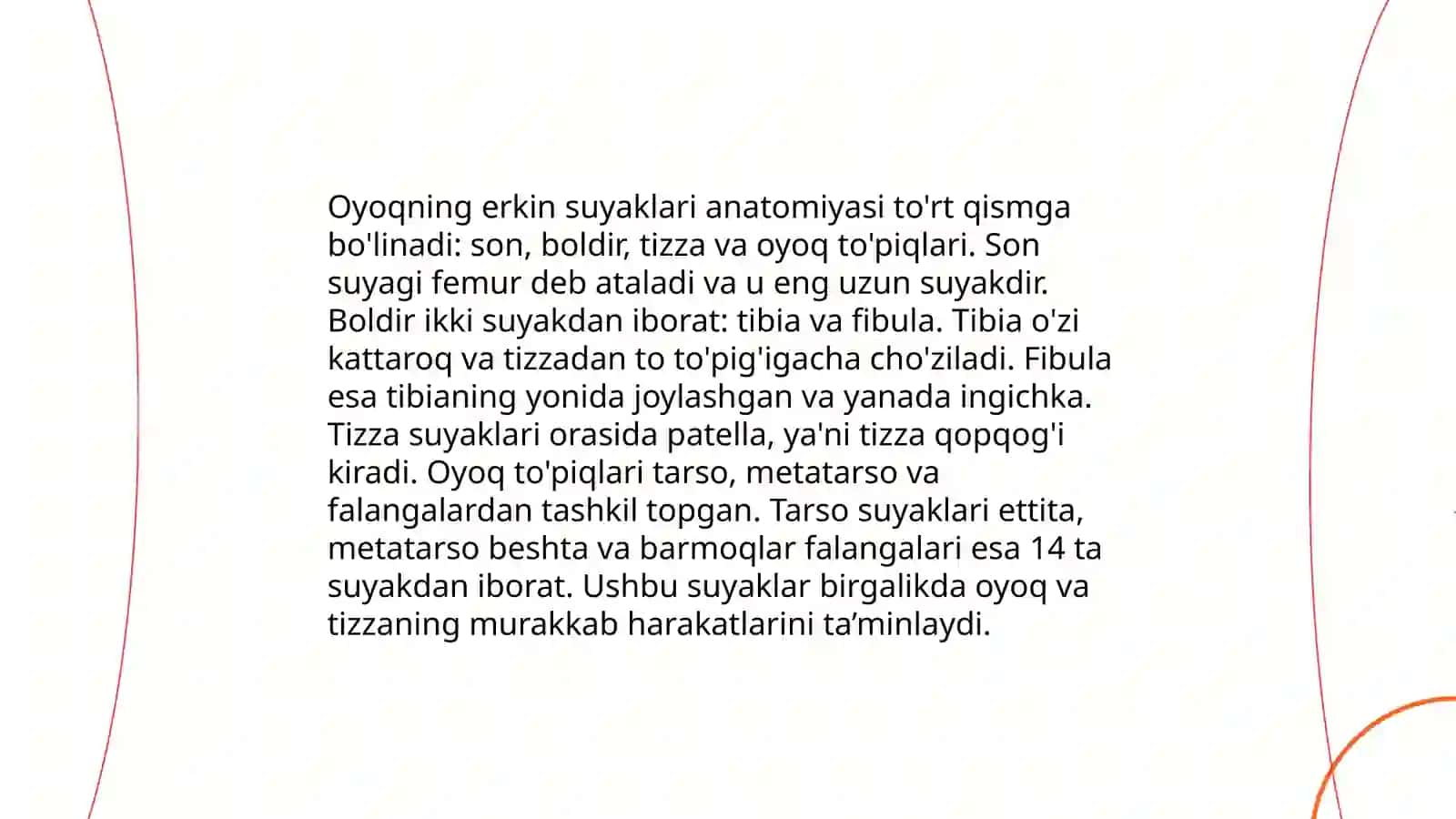 Chanoq kamari va oyoqning erkin suyaklari 4