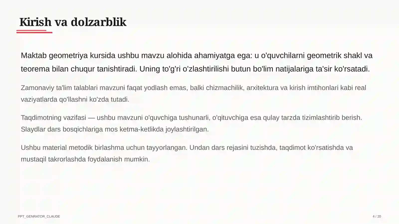 Geometriya (7–11) — metodik birlashma uchun 4
