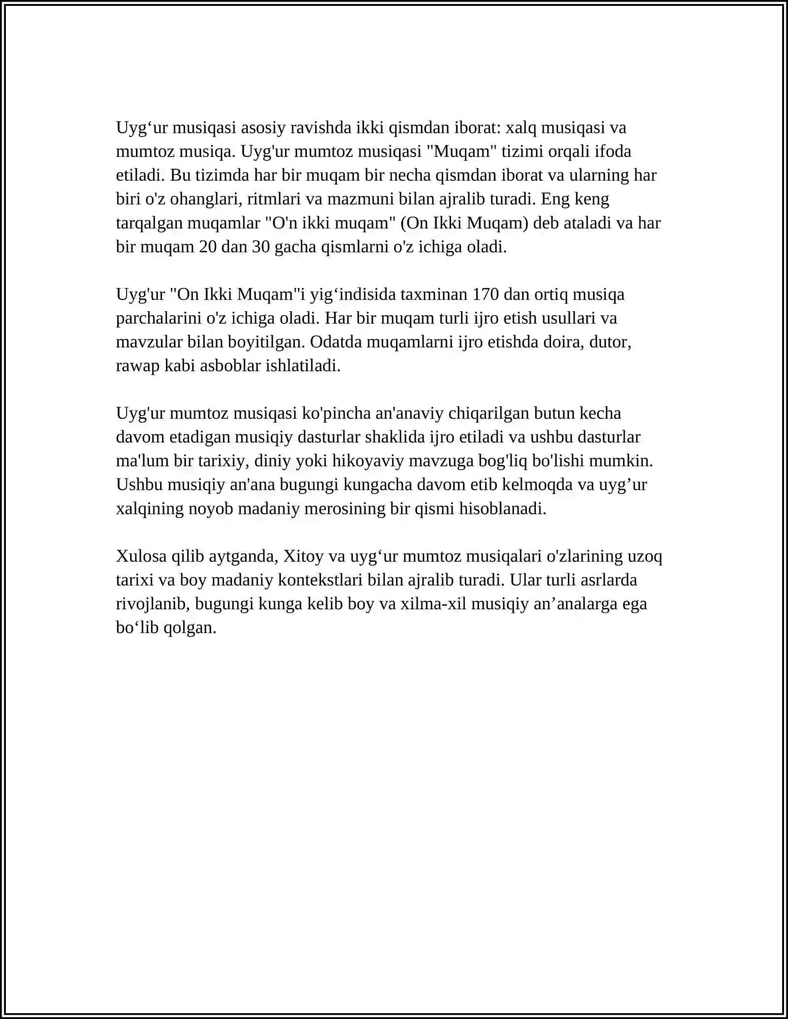 XITOY VA UYGʼUR XALQ MUMTOZ MUSIQASI 4