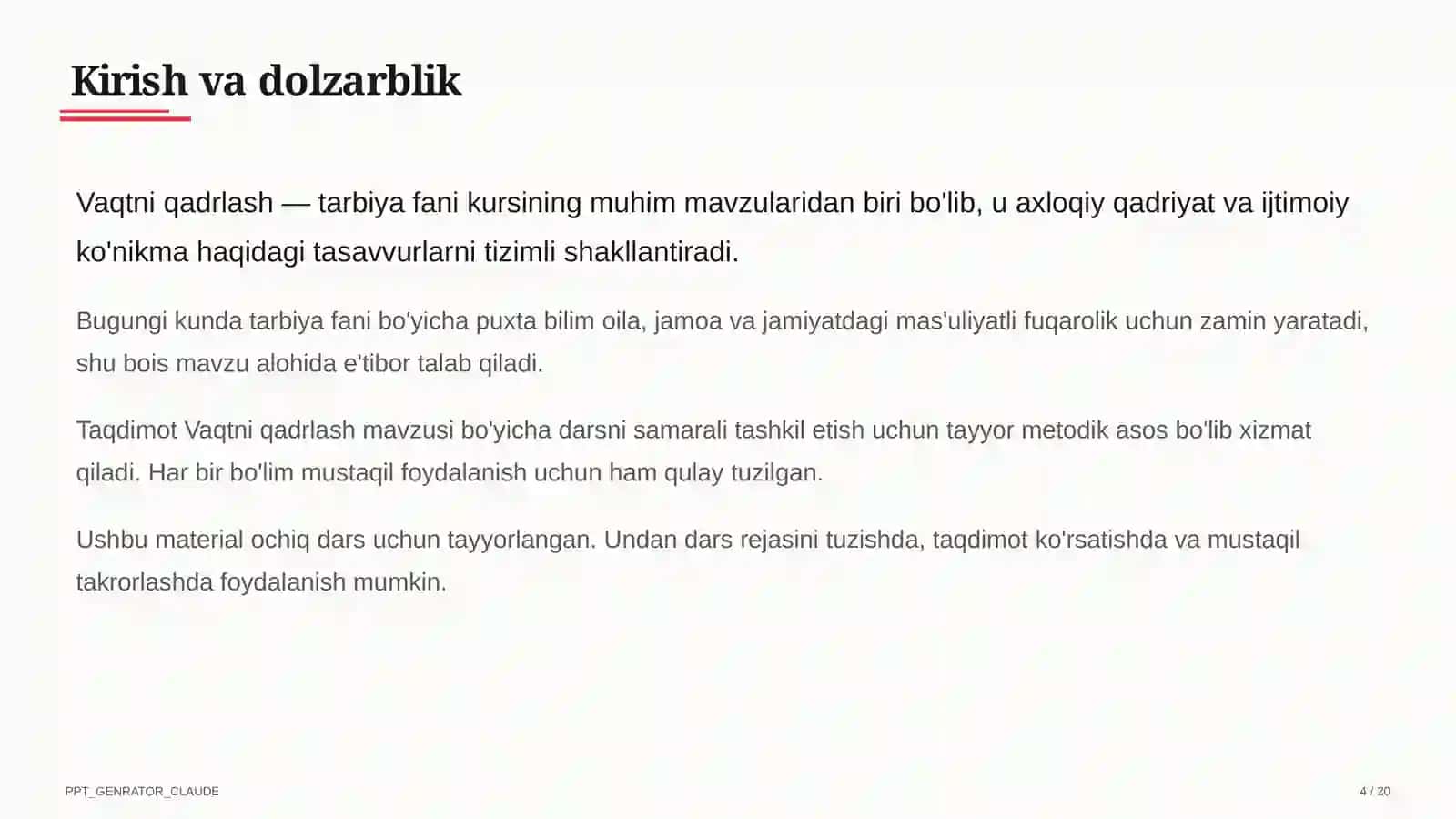 Vaqtni qadrlash (4-sinf) 4