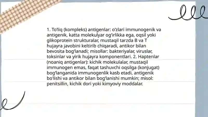 Antigenlar va ularning tasnifi 4