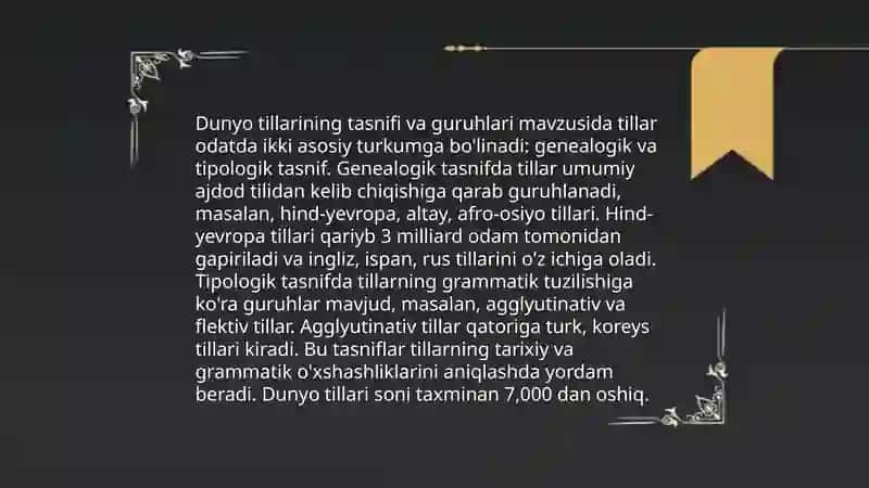 Dunyo tillari va ularning tasnifi 4