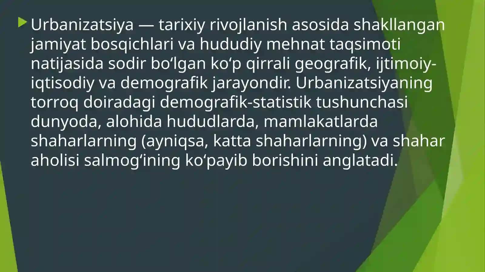Shaharlar urbanizatsiyasi 4