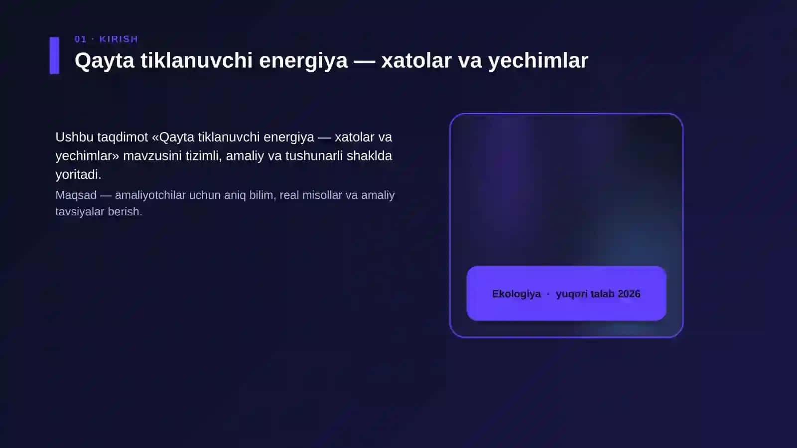 Qayta tiklanuvchi energiya — xatolar va yechimlar 4