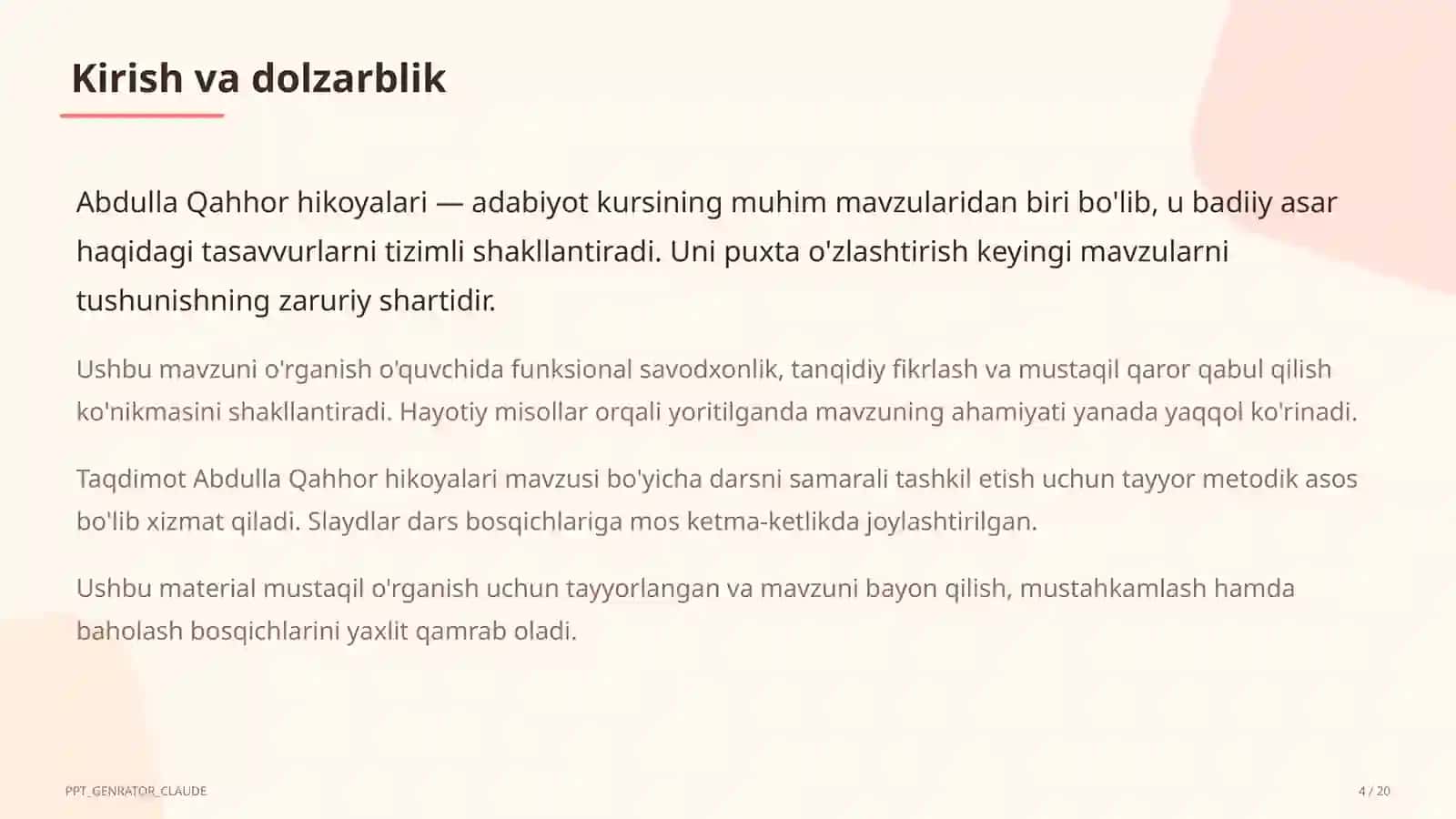 Abdulla Qahhor hikoyalari (8-sinf) 4