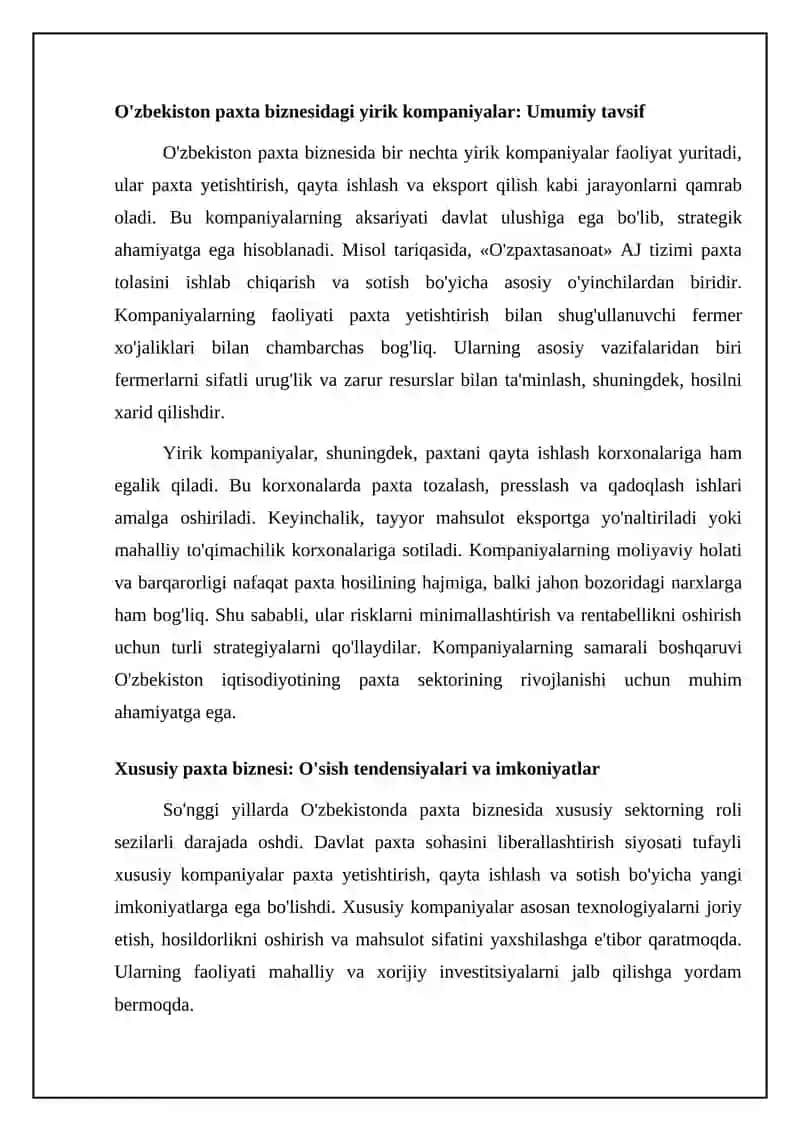 Paxta ishi uzbek iwi nomli kompaniyalar 4