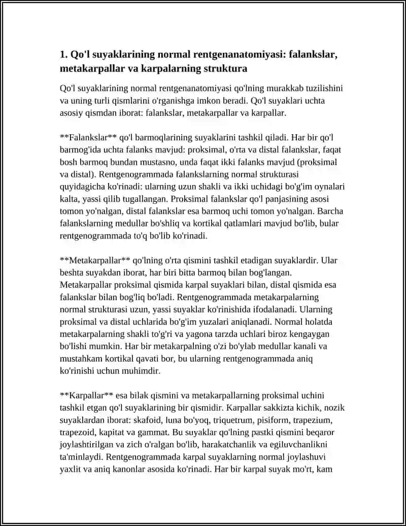 QO'L SUYAKLARINING RENTGENANOTOMIYASI RIVOJLANISH NUQSONLARI QO'L SUYAKLARINING ICHKI VA TASHQI FAKTORLARINING TA'SIRI 4