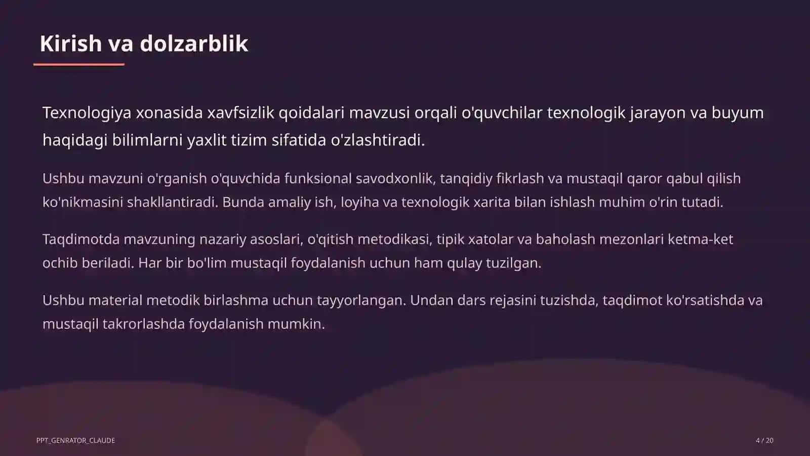 Texnologiya xonasida xavfsizlik qoidalari (5-sinf) 4