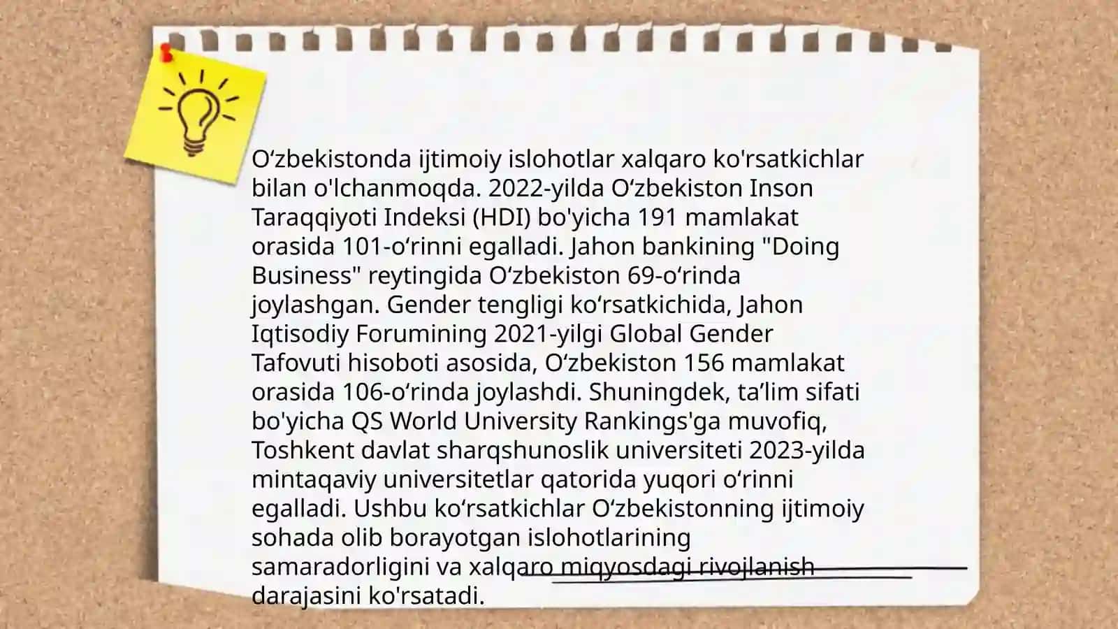 Yangi Oʻzbekiston ijtimoiy siyosiy iqtisodiy va madaniy hayotida roʻy berayotgan oʻzgarishlarning xalqaro reyting va infekslarda aks etishi 4