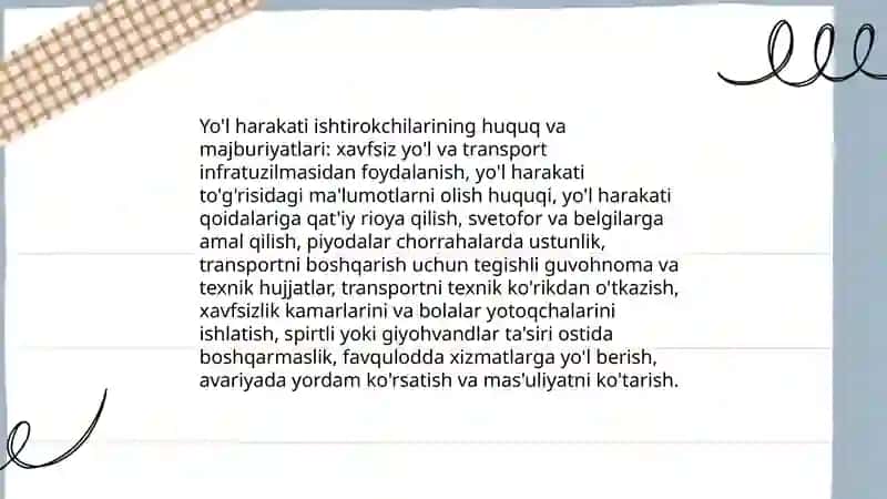 Yo'l harakati to'g'risidagi qonun 4