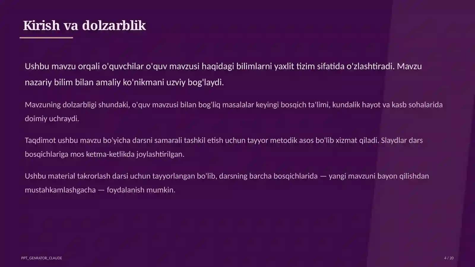 Maktab va o'qituvchilar takrorlash darsi uchun 4