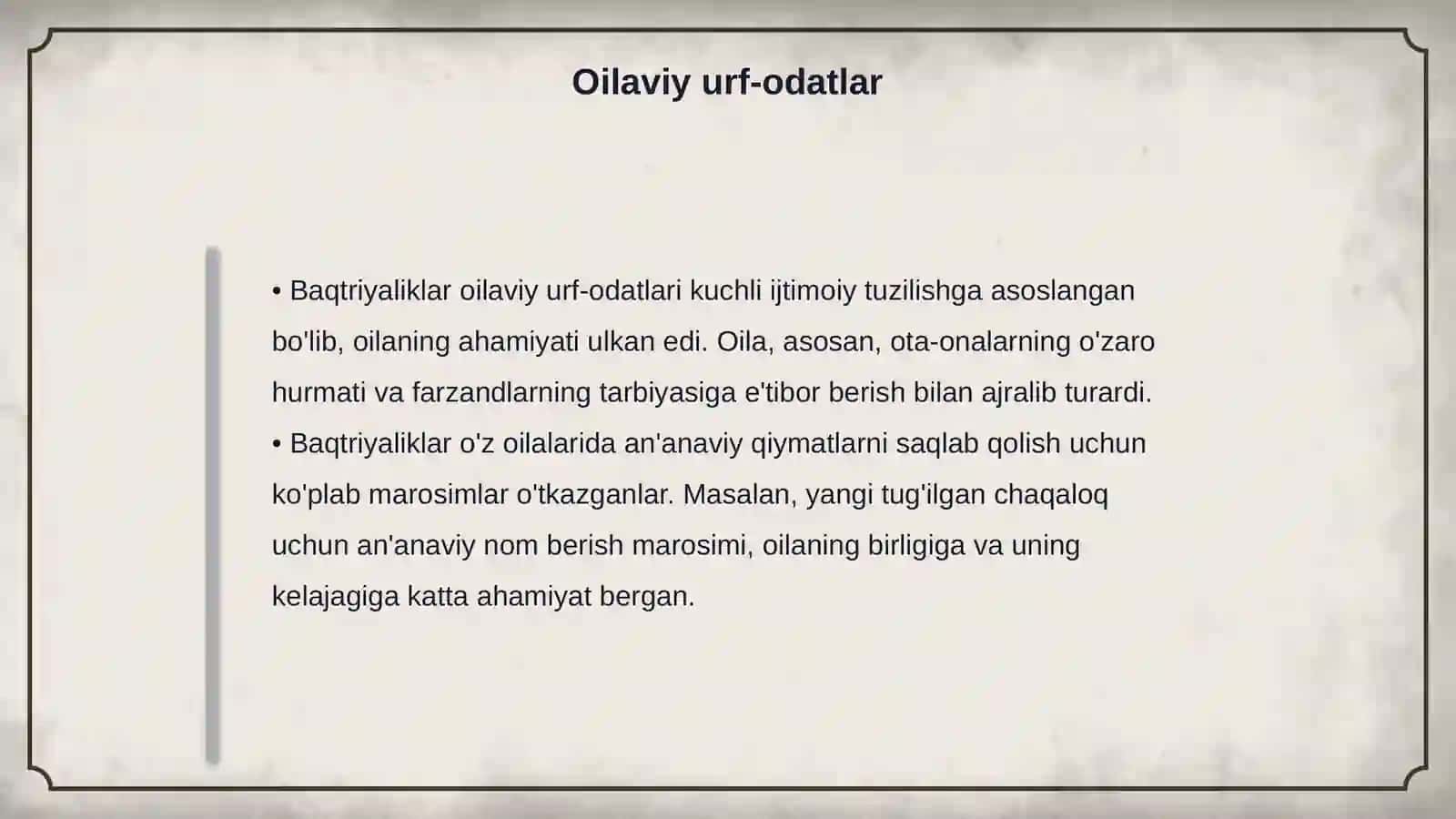 Baqtriyaliklar urf odatlari 4