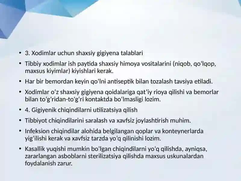 Shifoxona sanitar-gigienik ishlash tartibi 4