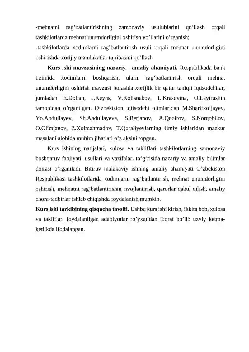 Mehnatni rag'batlantirish tizimining iqtisodiy samaradorligini baholash 4