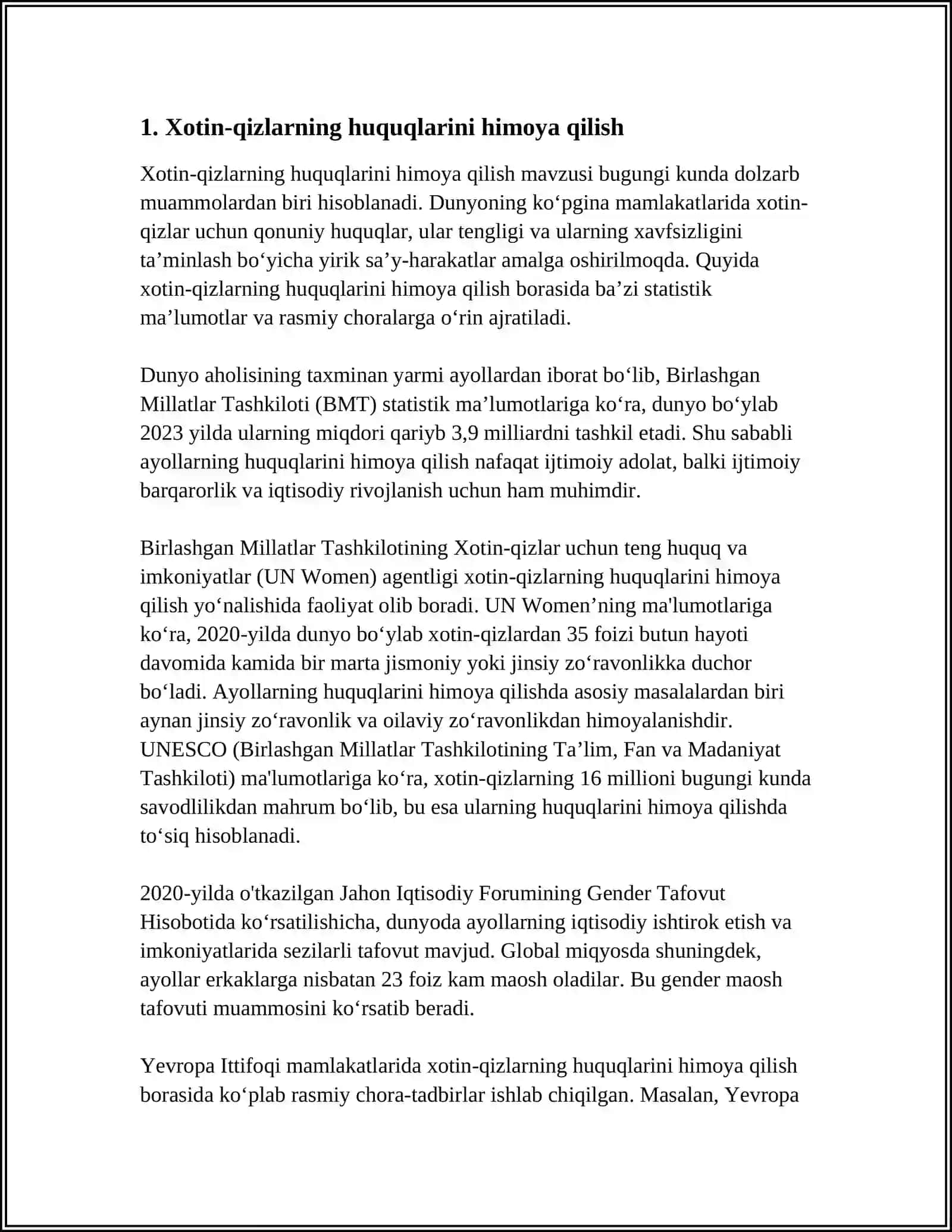 OʻZBEKISTON RESPUBLIKASIDA XOTIN-QIZLARNI HAR TOMONLAMA QOʻLLAB QUVVATLASH DAVLAT SIYOSATI 4