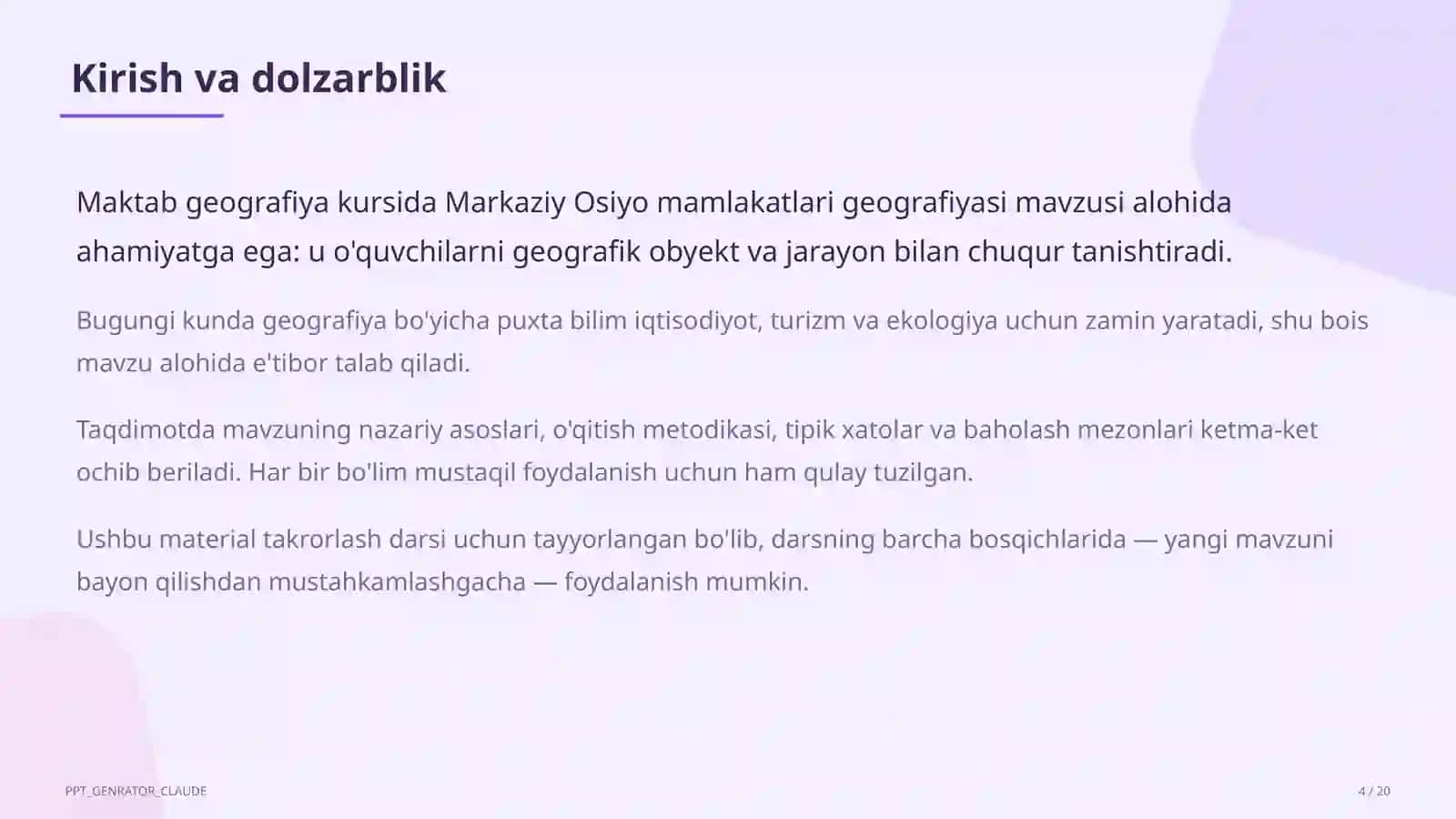Markaziy Osiyo mamlakatlari geografiyasi (11-sinf) 4