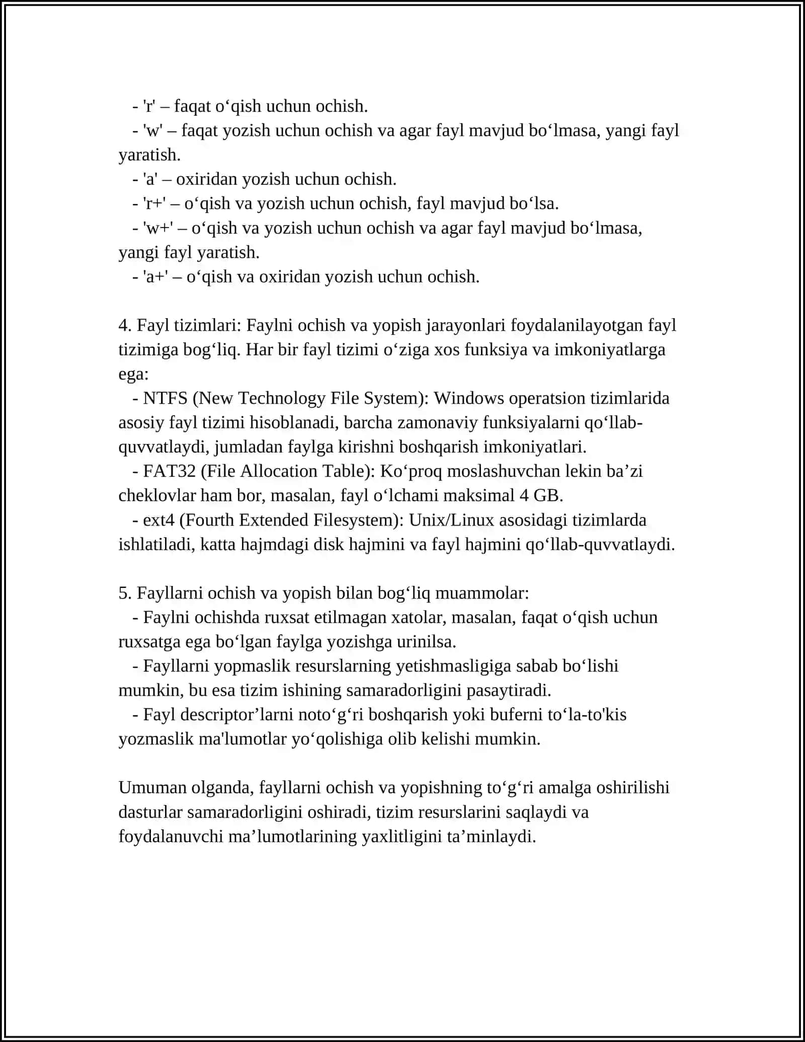 PYTHON DASTURLASH TILIDA FAYLLAR BILAN ISHLASH 4