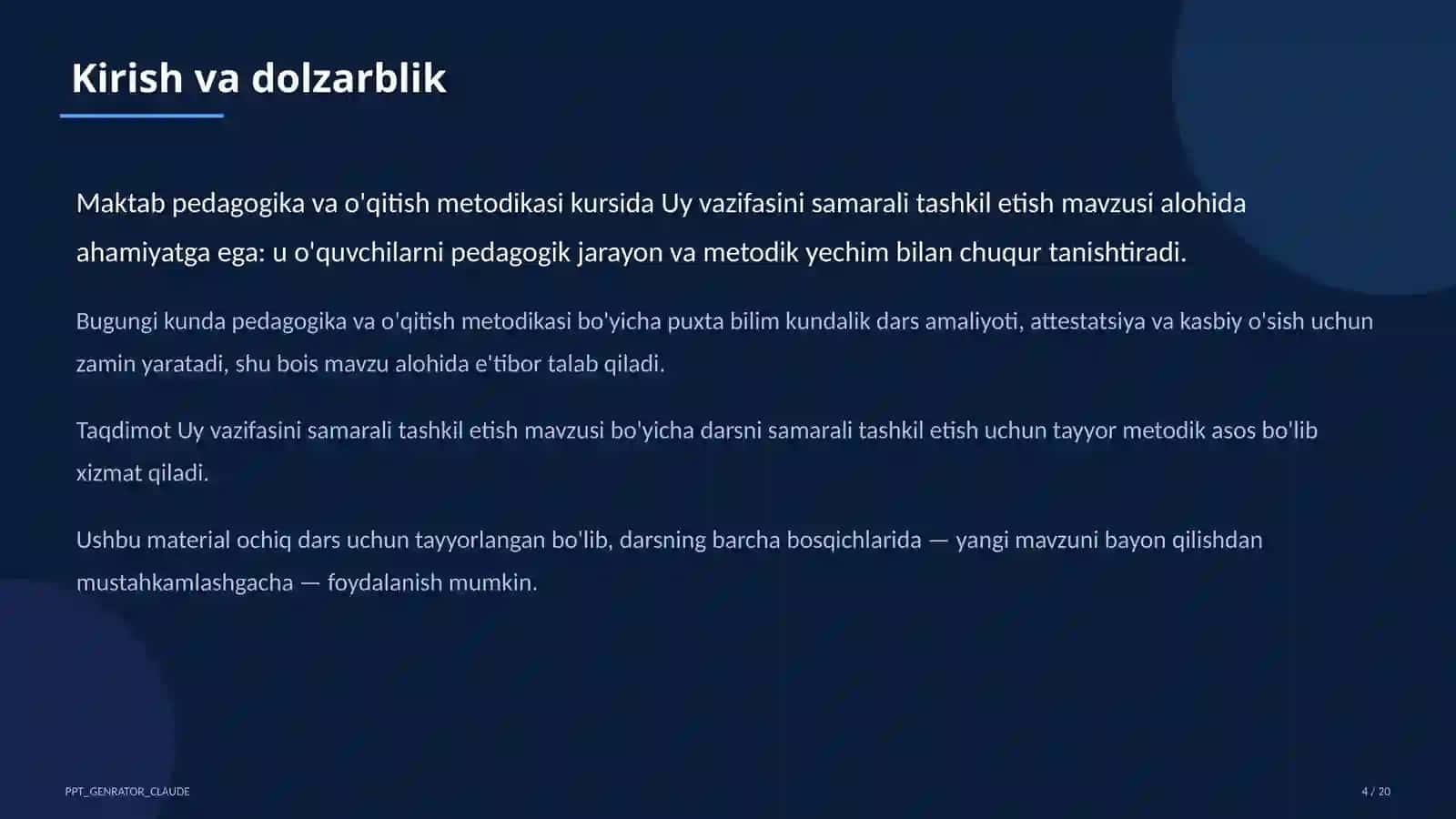 Uy vazifasini samarali tashkil etish 4