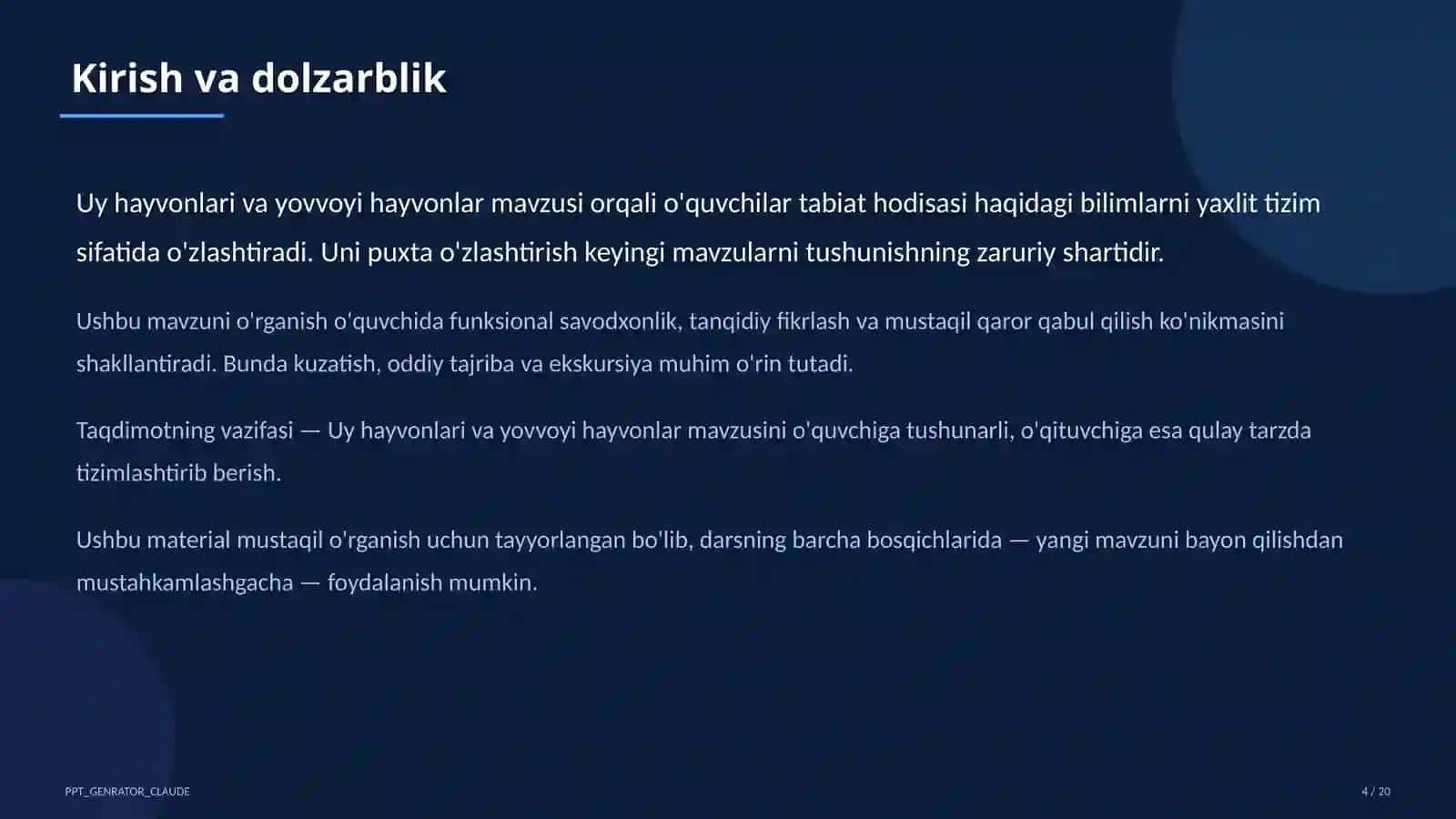 Uy hayvonlari va yovvoyi hayvonlar (1-sinf) 4