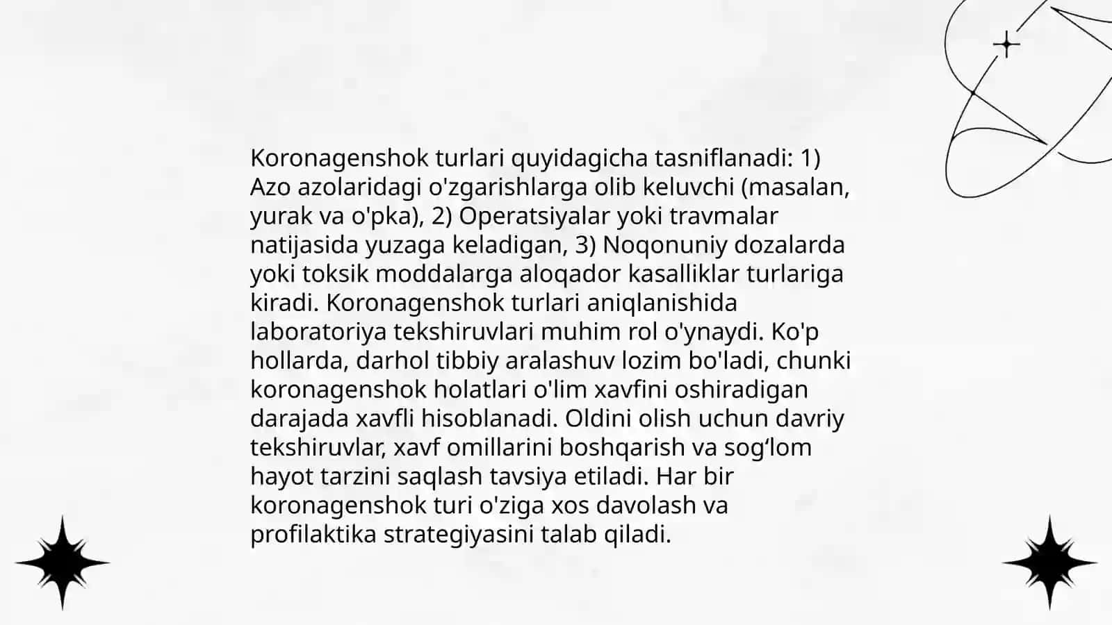 Koronagenshok. Klinika, diagnostika, davolash. Birinchi yordam 4