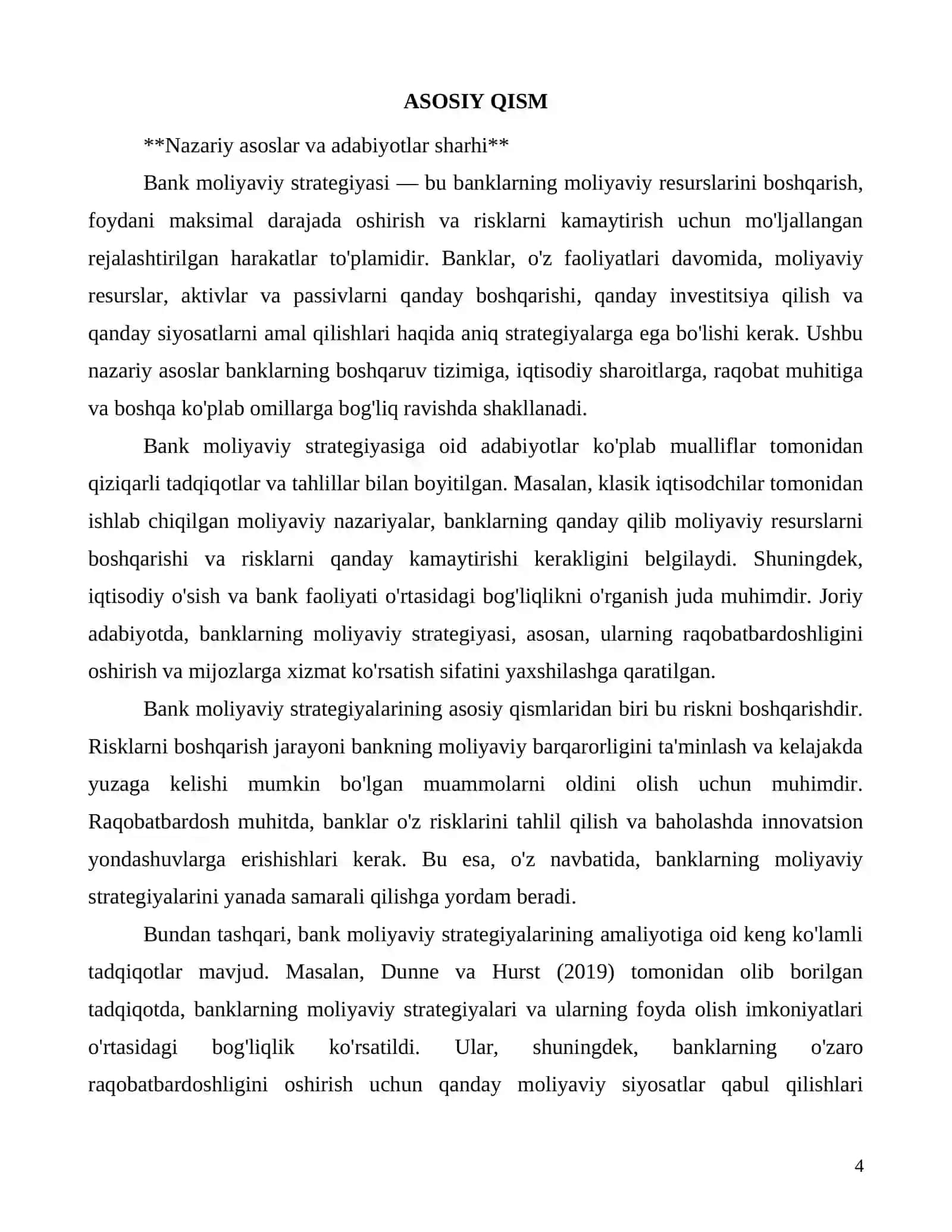 Bank moliyaviy strategiyasi va uning siyosatlari haqida tahlil 4