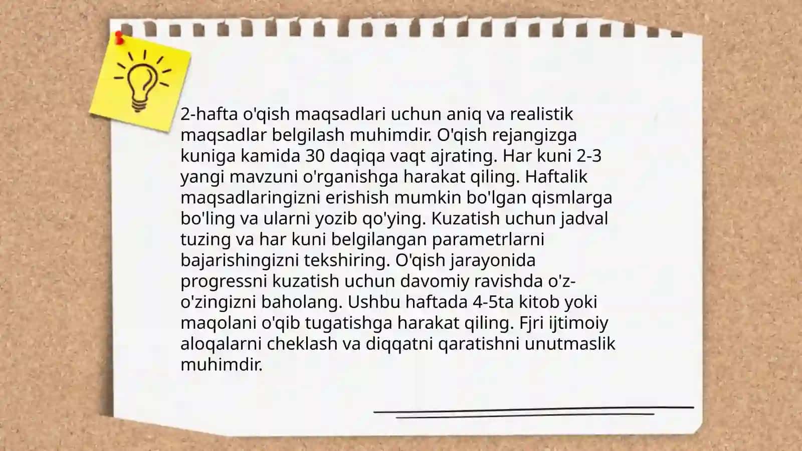 Yil davomida o'qish rejasi tuzish 4