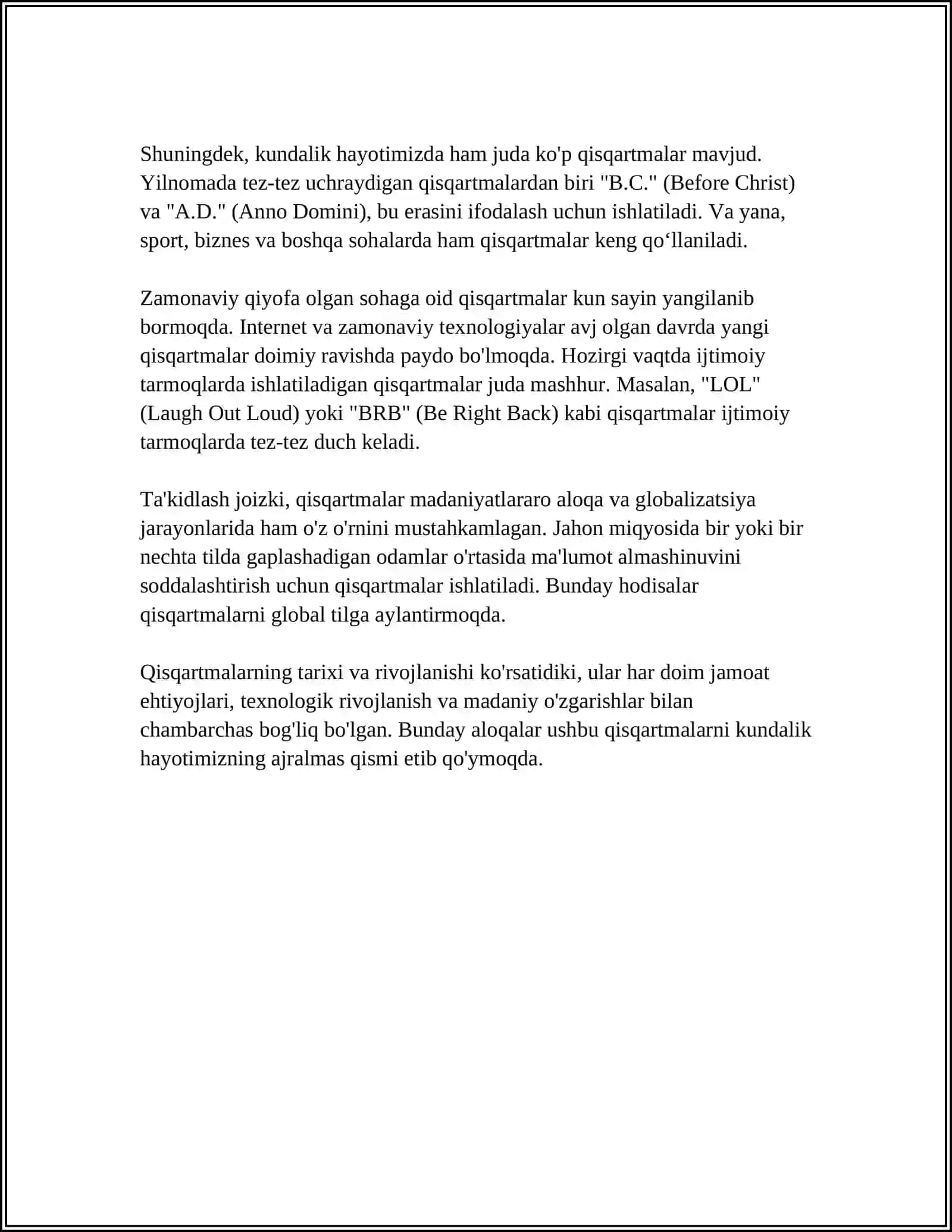 SOHAGA OID QISQARTMALAR 4