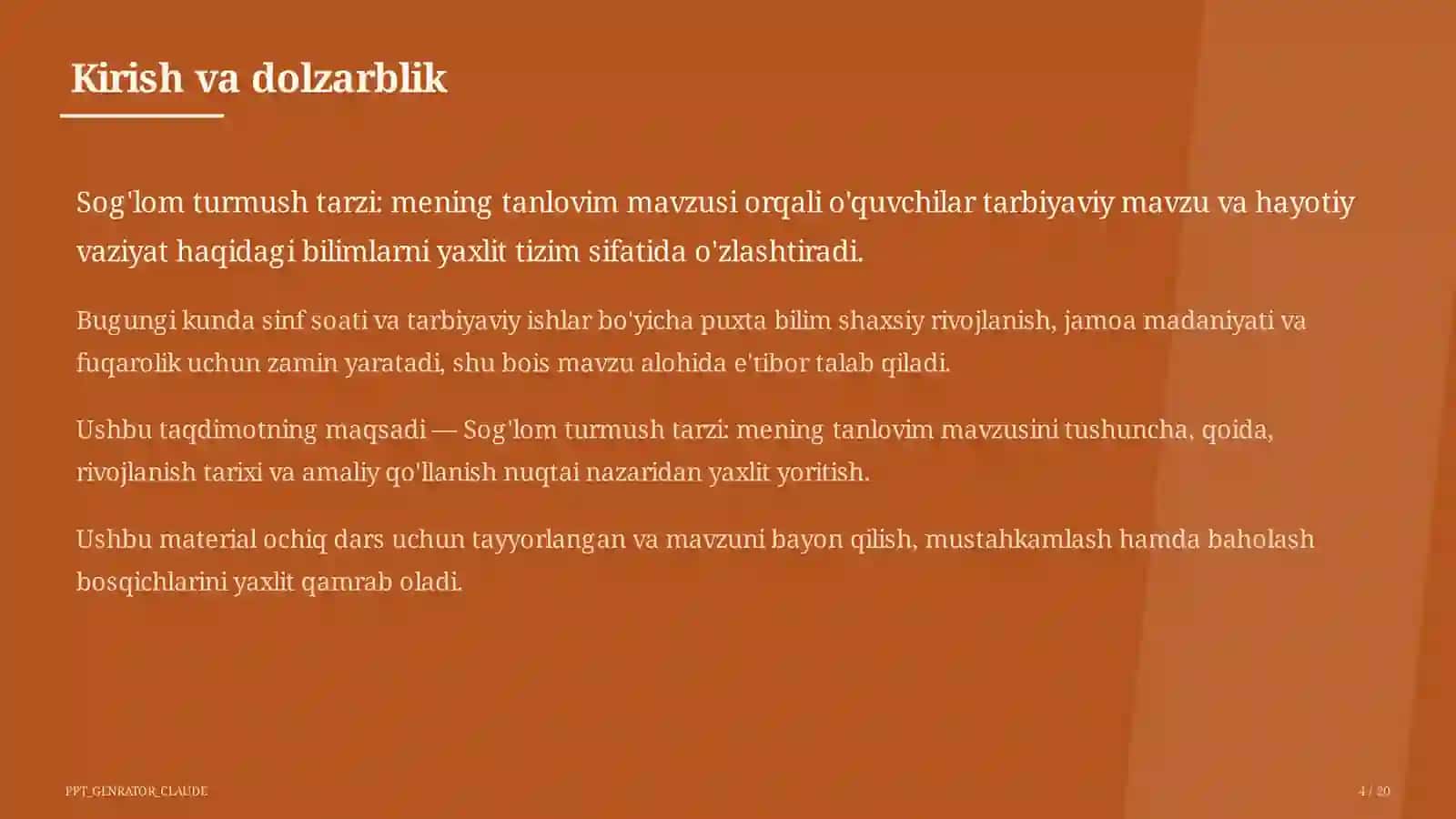 Sog'lom turmush tarzi: mening tanlovim 4