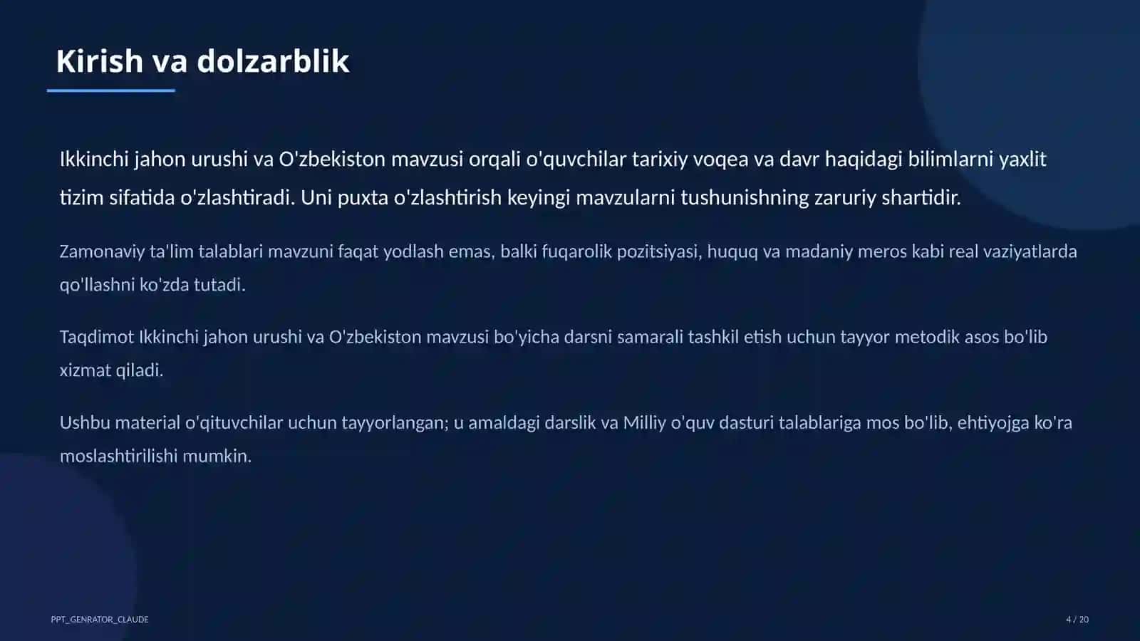 Ikkinchi jahon urushi va O'zbekiston (10-sinf) 4