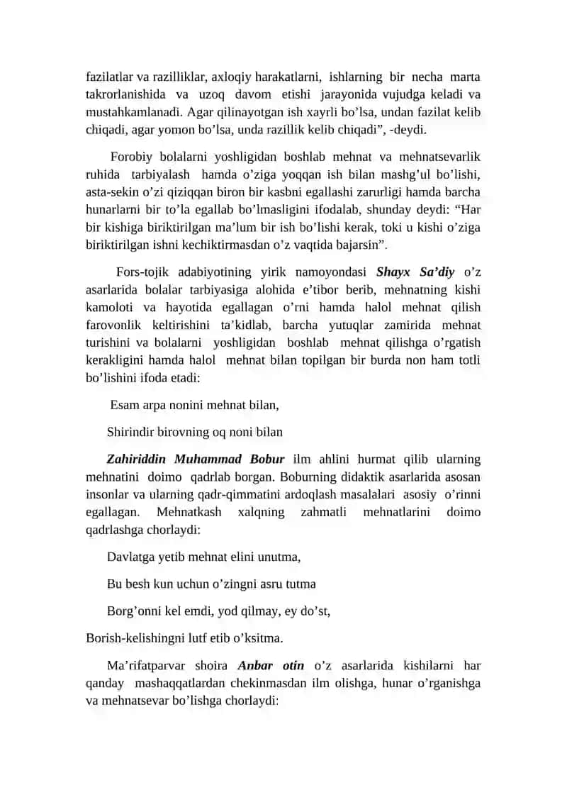 Sharq mutafakkirlarining badiiy asarlarida mehnat tarbiyasi 4
