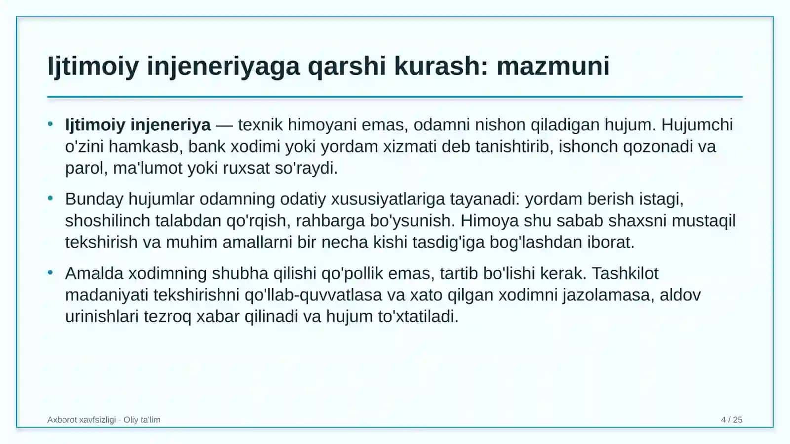 Axborot xavfsizligi xizmatlarida ijtimoiy injeneriyaga qarshi kurash 4