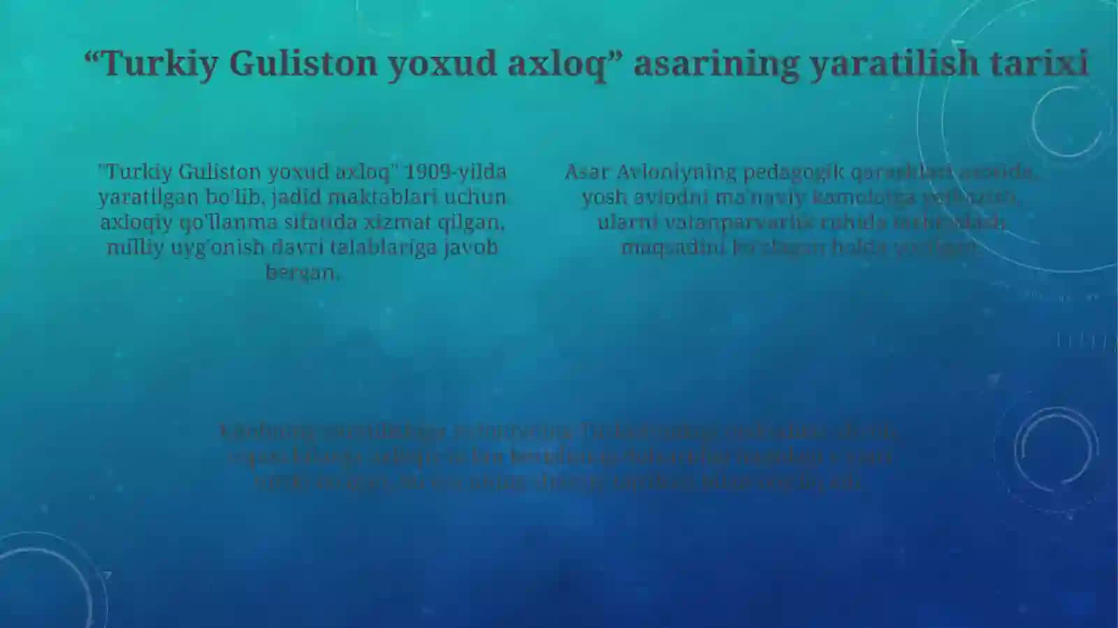 Abdulla Avloniyning “Turkiy Guliston yoxud axloq” asarining ta’limiy ahamiyati 4