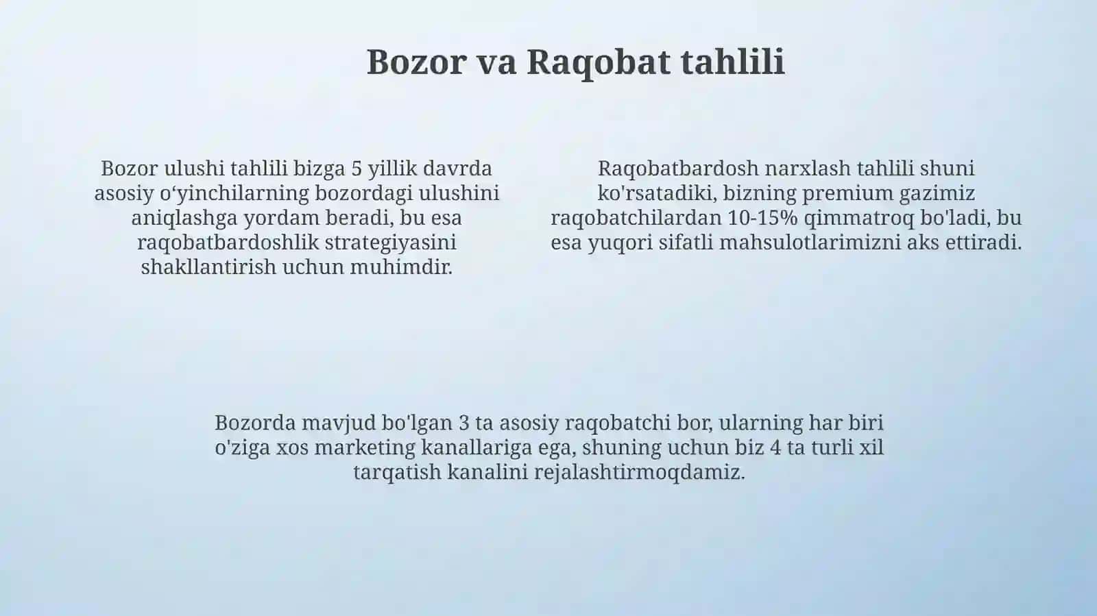 Biznes-reja yaratish. Eng sifatli gaz markasini yaratish 4
