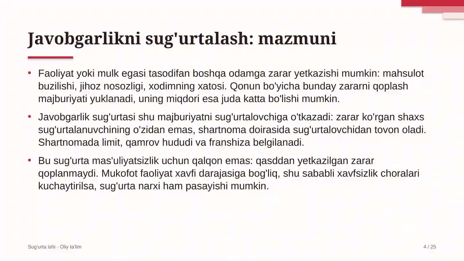 Avtoservis korxonalari: javobgarlikni sug'urtalash 4