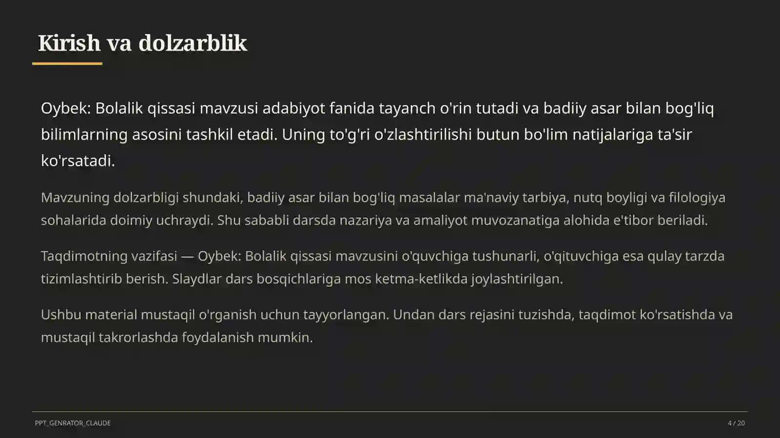 Oybek: Bolalik qissasi (6-sinf) 4
