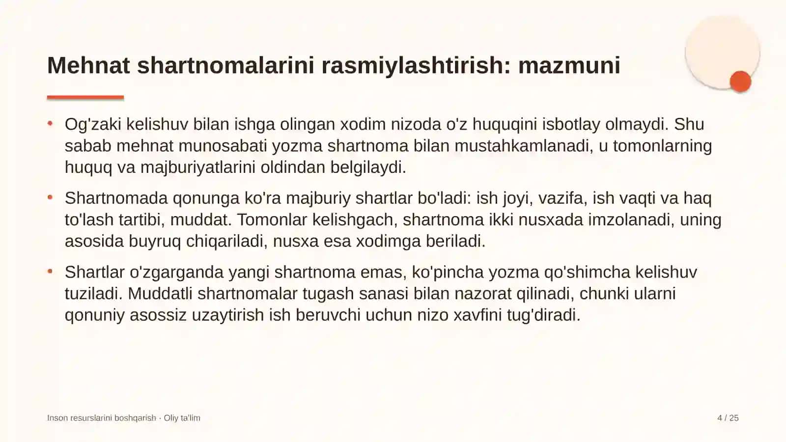 Ehtiyot qismlar do'konlarida mehnat shartnomalarini rasmiylashtirish 4