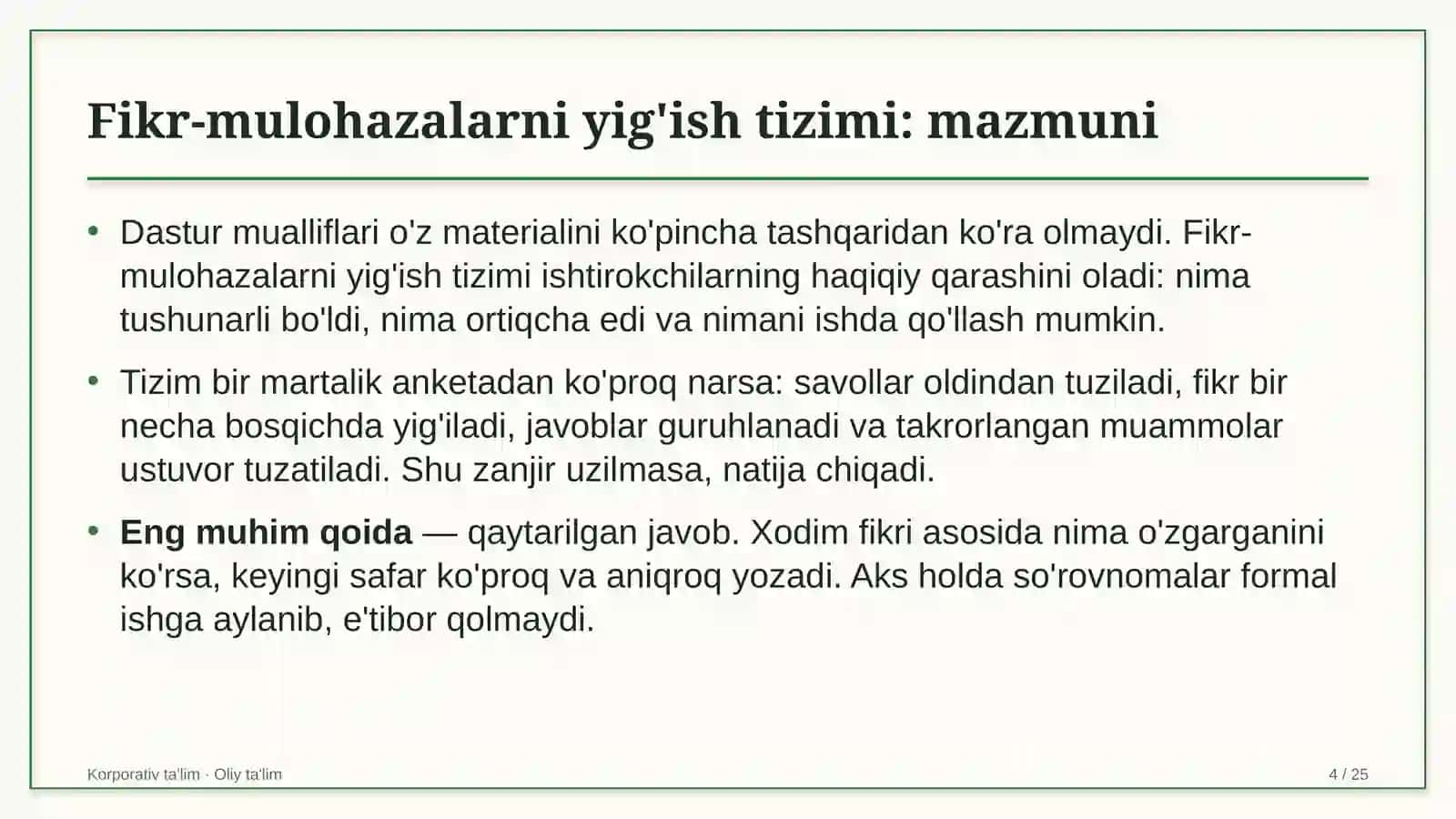 polimer mahsulotlari ishlab chiqarishda o'quvchilar fikr mulohazalarini yig'ish tizimi 9009 4
