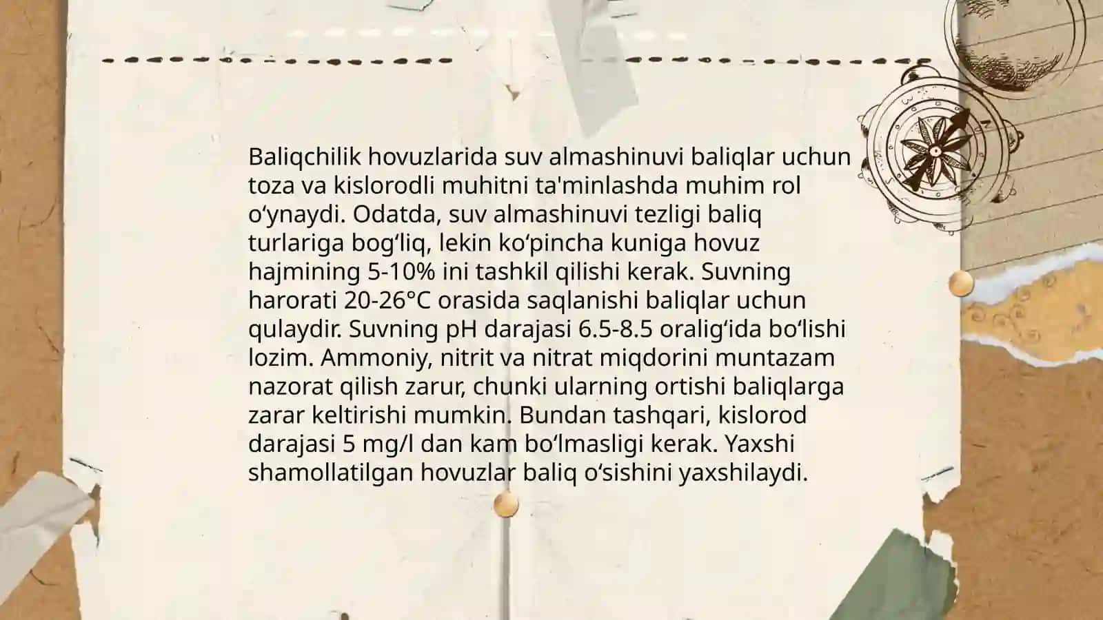 Baliqchilik hovuzlari gidrologiyasi, gidrokimyosi,gidrobiotsenozi 4