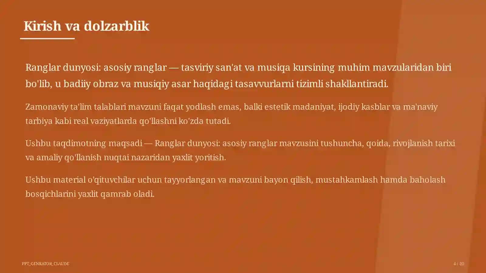 Ranglar dunyosi: asosiy ranglar (1-sinf) 4