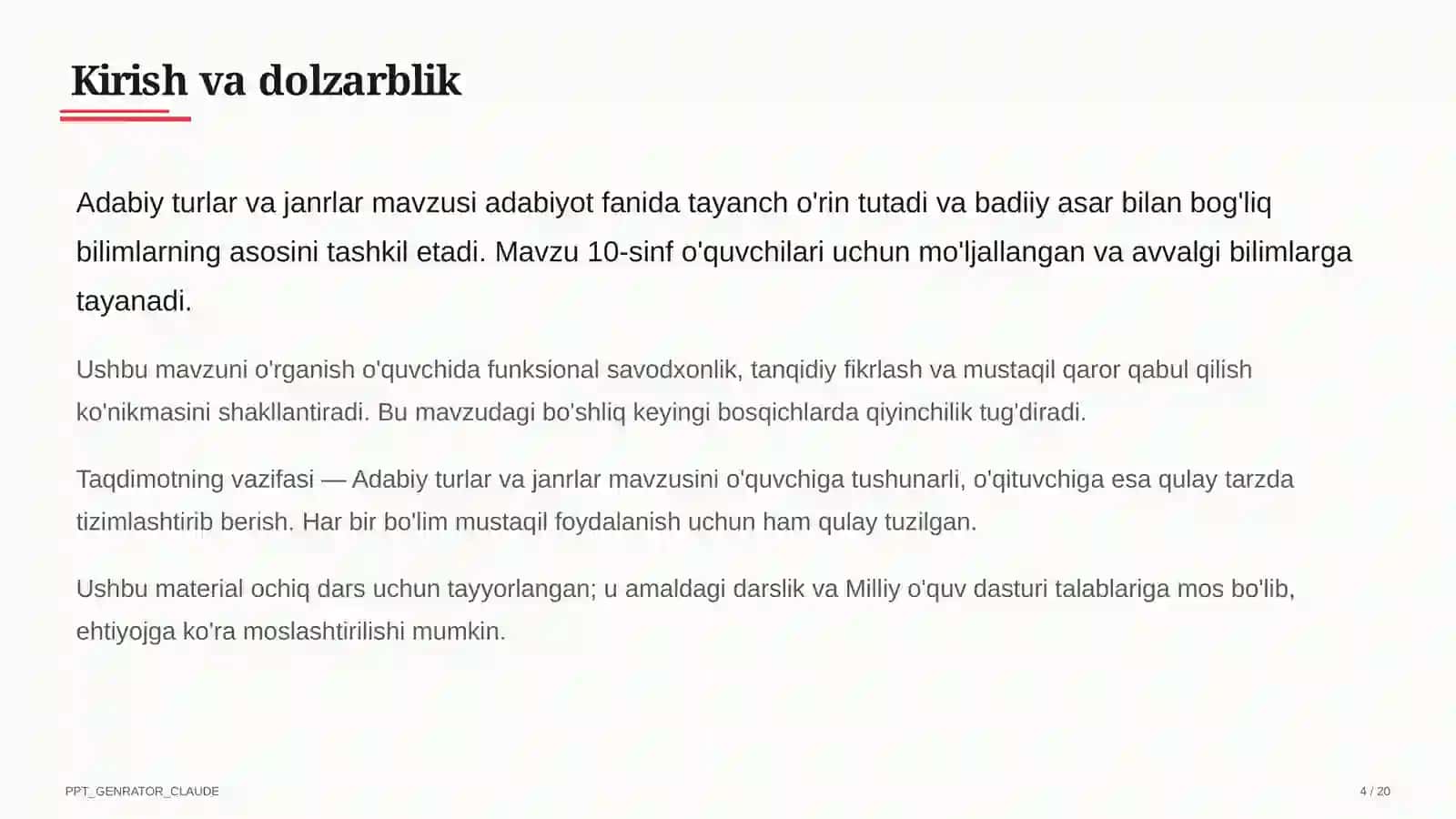 Adabiy turlar va janrlar (10-sinf) 4
